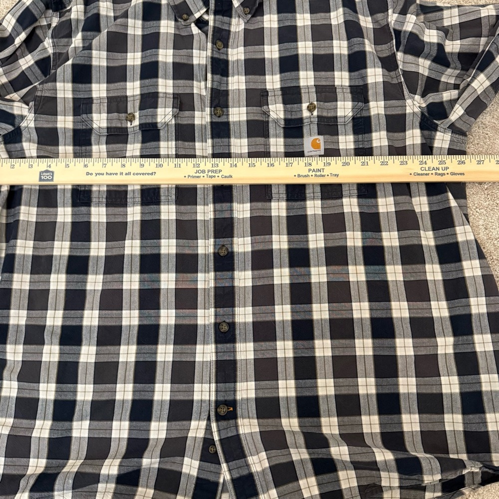 Carhartt Navy and White Plaid Button Down Shirt - Picture 7 of 11